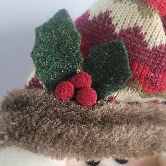 Extendable-Leg Santa Figure Rustic Fabric Welcome Hat Plaid ~18–28" Xmas Decor - Picture 6 of 13